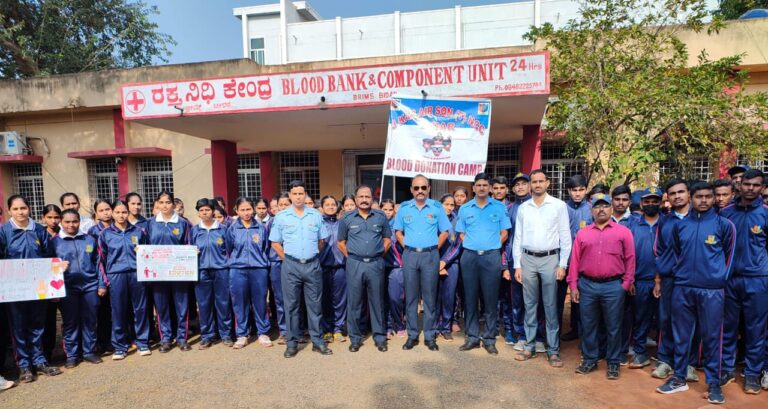 3 ಕರ್ನಾಟಕ ಏರ್ ಎನ್‌ಸಿಸಿ ವತಿಯಿಂದ ಬ್ರಿಮ್ಸ್ ಆಸ್ಪತ್ರೆಯಲ್ಲಿ ರಕ್ತದಾನ ಶಿಬಿರ!