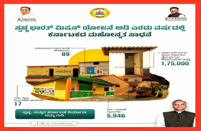 ಶೌಚಮುಕ್ತ ರಾಜ್ಯವಾಗಿ ಕರ್ನಾಟಕ, ಈ ನಿಟ್ಟಿನಲ್ಲಿ ಇತರೆ ರಾಜ್ಯಗಳಿಗೆ ಮಾದರಿಯಾಗಿದೆ.