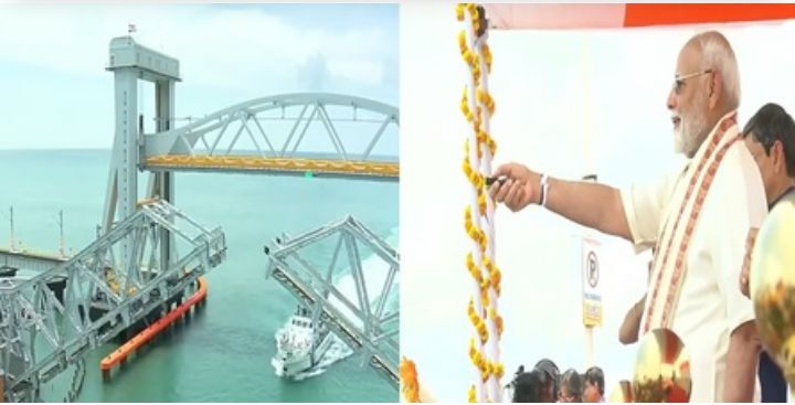 ಪ್ರಧಾನಿ ನರೇಂದ್ರ ಮೋದಿ ಅವರು ಪಂಬನ್ ಲಂಬ ಲಿಫ್ಟ್ ಸಮುದ್ರ ಸೇತುವೆಯನ್ನು ಉದ್ಘಾಟಿಸಿದರು